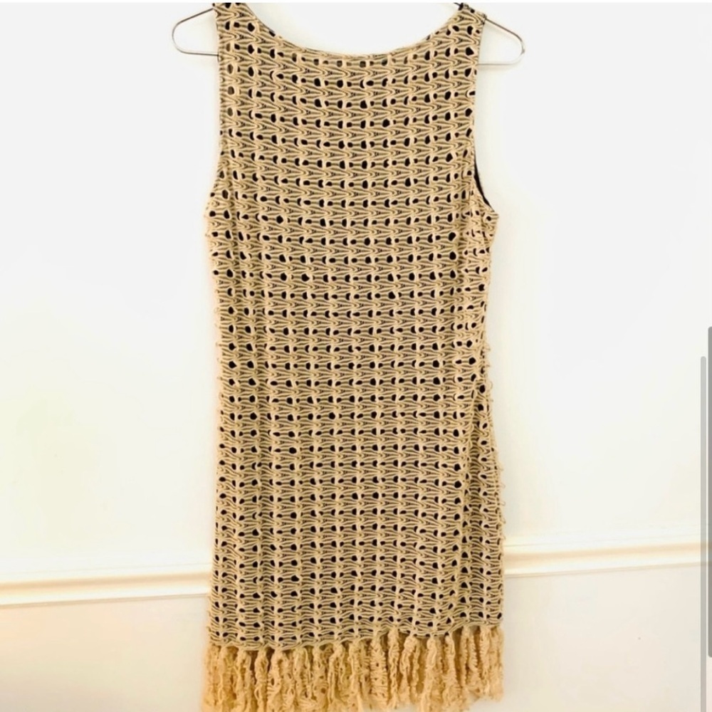 ALBERTO MAKALI Vintage
Crochet Fringe
Dress Black Lined Tan Openwork - Picture 3 of 8